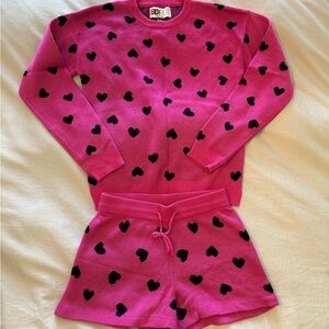 Beach Riot Fuchsia and Black Heart Pajama Set